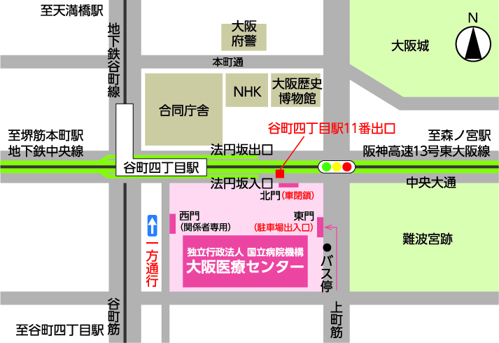 地下鉄谷町四丁目付近からの地図